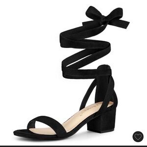 Allegra K Black Wrap Around Block Heel Sandals